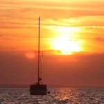 Boat in the sunset at Blakeney