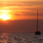 Sail boat in the sunset at Blakeney